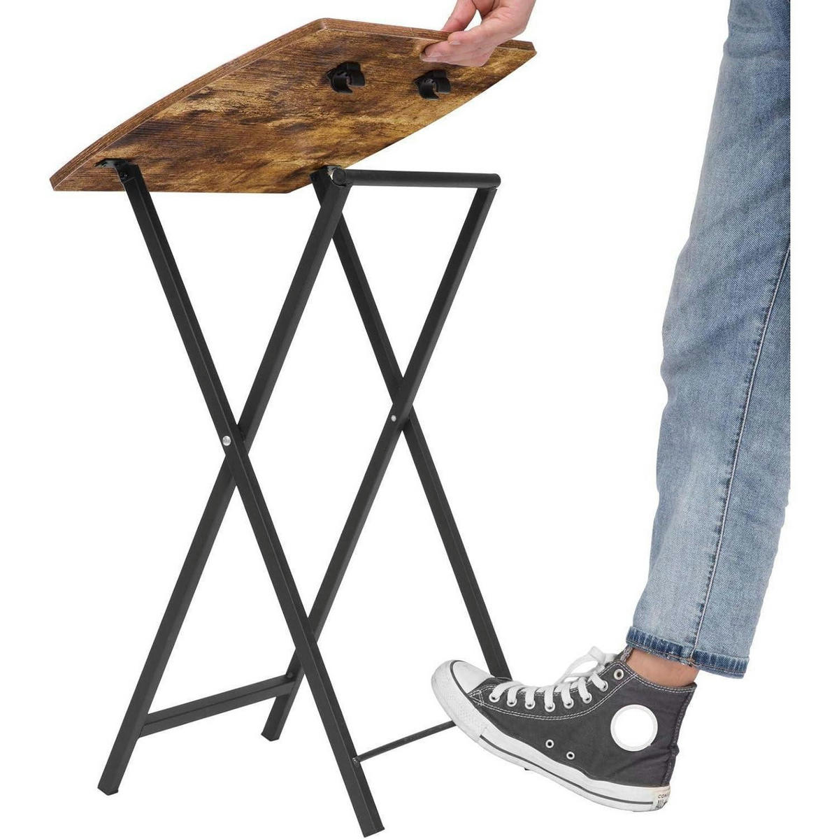 BEISTELLTISCH Klappbar Dunkelbraun Metall - Multicolor, Metall (36/48/76cm)