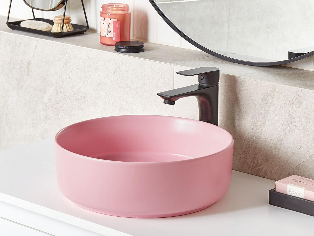 AUFSATZWASCHBECKEN 37 cm Gudar - Pink, Keramik (37/12/37cm) - Beliani