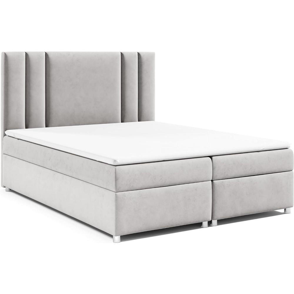 BOXBETT mit Bettkasten Trinity K-8 Bonellfederkern inkl. Topper - Silberfarben, Holz/Holzwerkstoff (160/200cm) - Best For Home