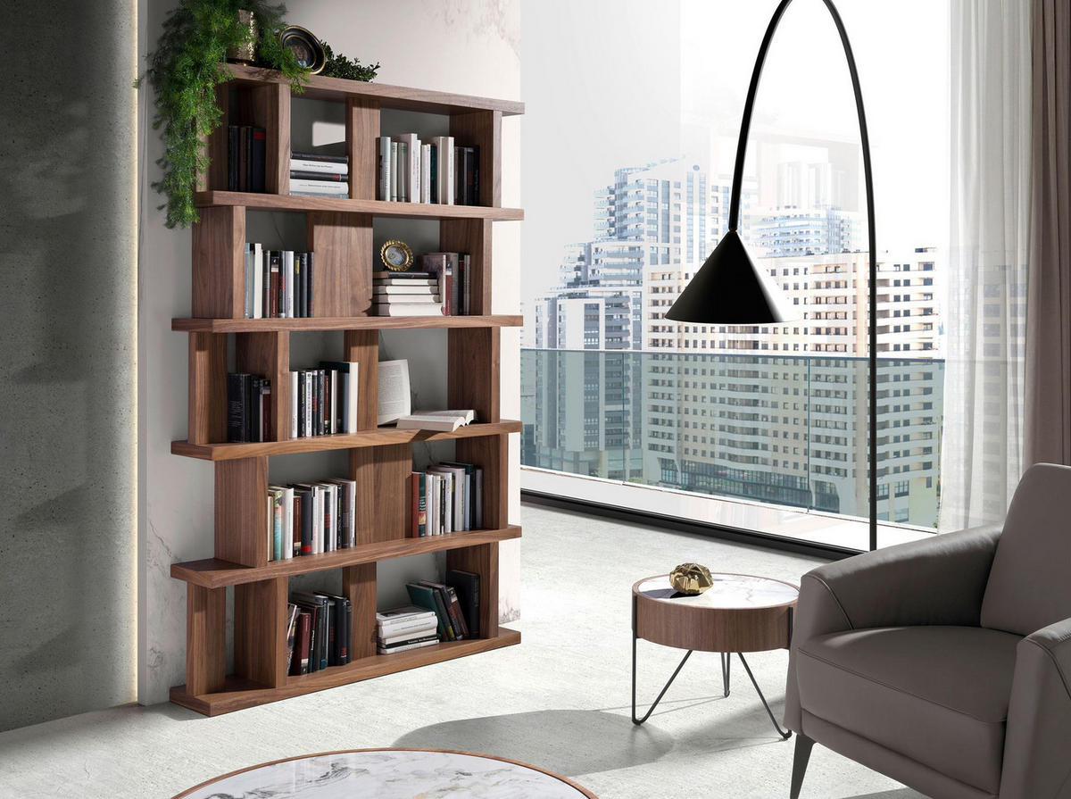 REGAL Regal aus Walnussholz 120/23/195 cm - Walnussfarben, Holz (120/195/23cm) - ANGEL CERDA