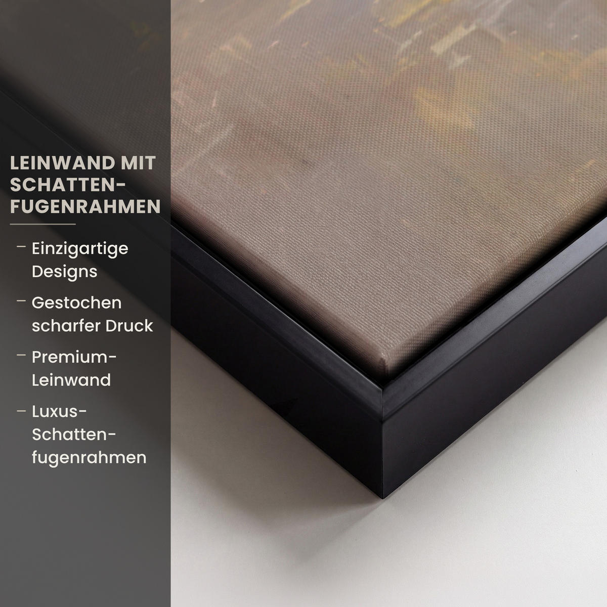 LEINWAND Bilder mit Rahmen - Gemälde - Welle - Jesus - Abstrakt - 90x90 - Goldfarben, Textil (90/90cm) - MuchoWow