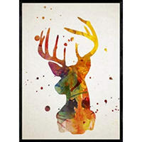 POSTER Hirsch Aquarell A4 Rahmenlos - Klar, Papier (29.7/5/21cm) - Nacnic