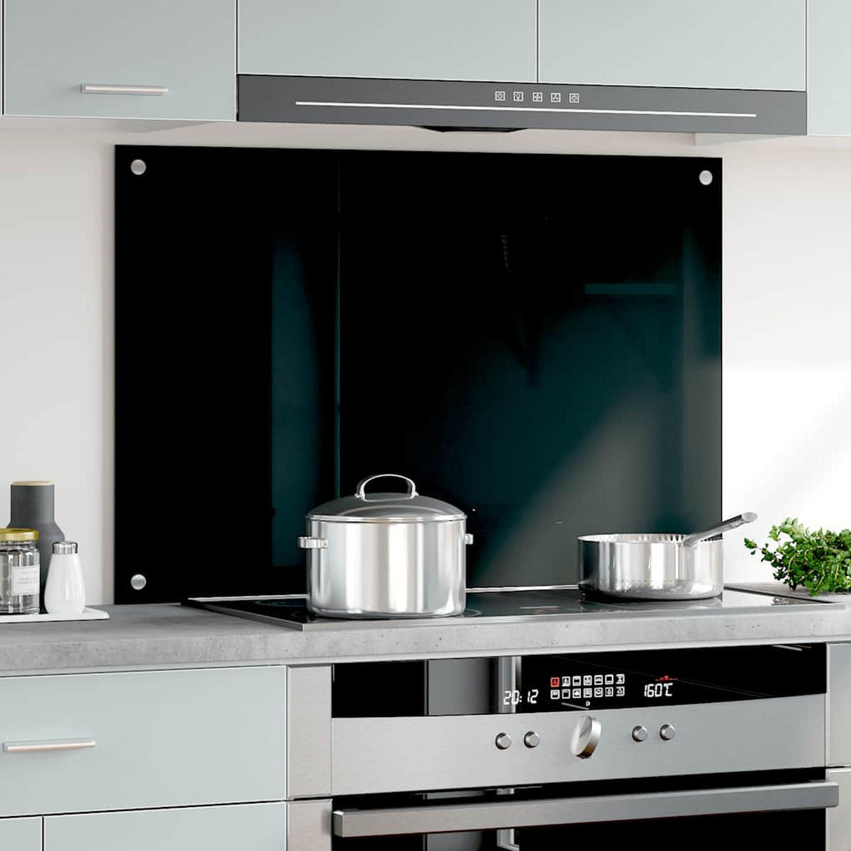 KÜCHENRÜCKWAND Glas 90x60 cm Schwarz Wand-Spritzschutz - Schwarz, Glas (90/60/0.6cm) - DELUKE