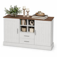 SIDEBOARD aus Spanplatte 140x40x79,5 cm Weiß/Braun mit 2 Türen, 2 Schubladen und offenen Fächern - Weiß, Holzwerkstoff (140/79.5/40cm) - IVMEU