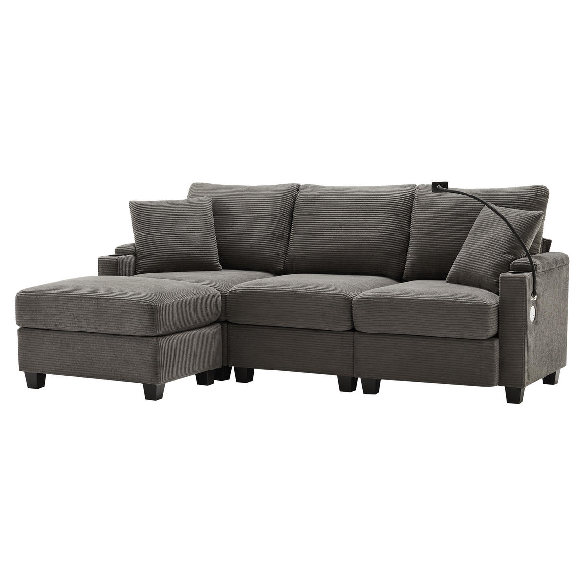 SOFA Modernes 3-Sitzer mit Stoffbezug, Grau – Komfortabel, stilvoll, langlebig, 220 x 90 x 85 cm - Grau, Holzwerkstoff/Textil (213.5/139cm) - Urban Meuble
