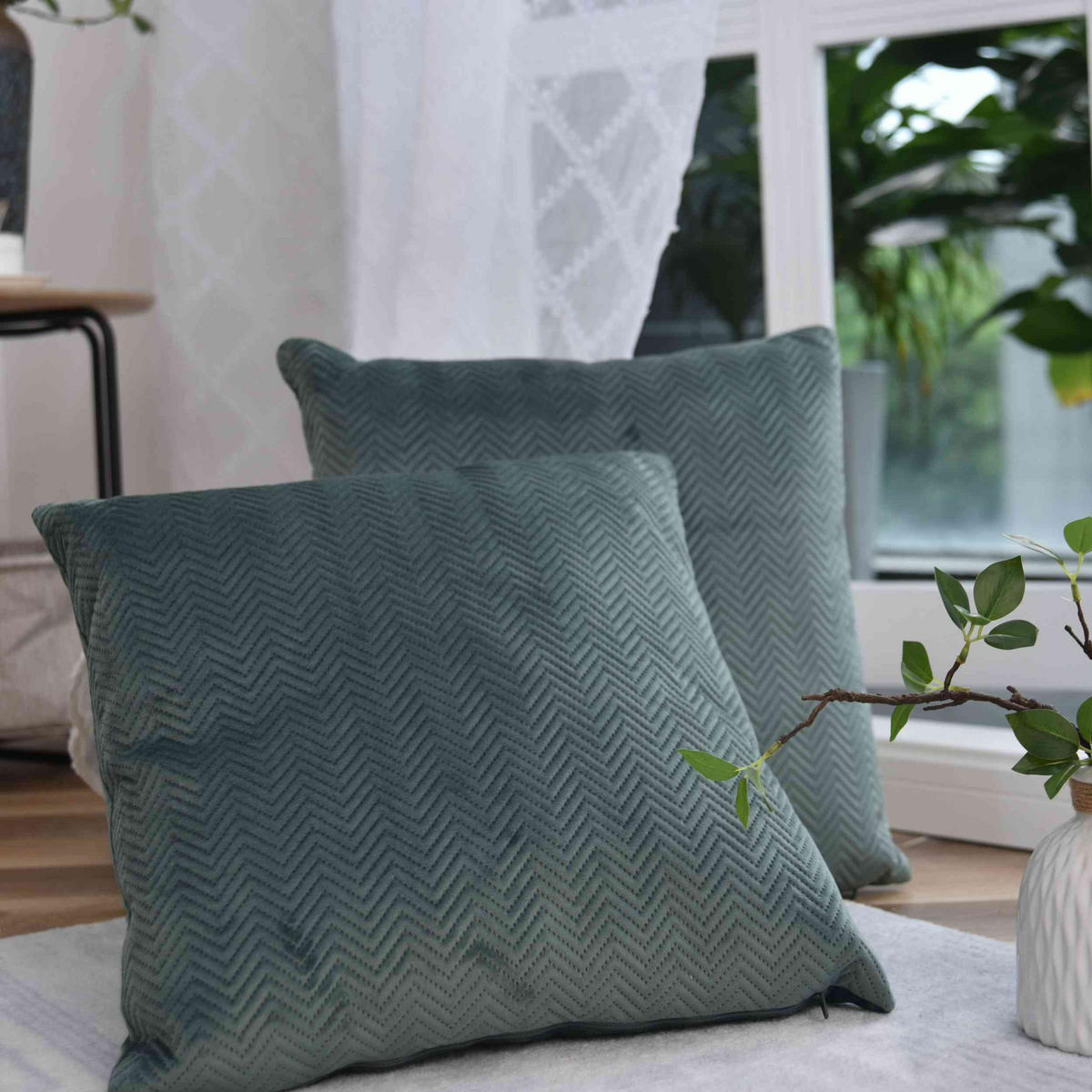 DEKOKISSEN Greta 45x45 cm Grün - Grün, Textil (45/45cm)