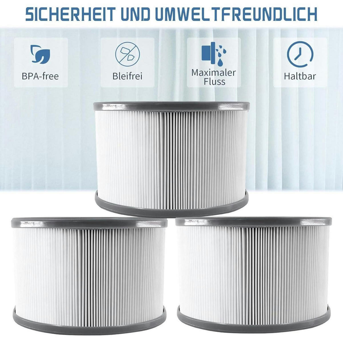 FILTERKARTUSCHE 6er Set für MSpa Whirlpools ab 2020 - Weiß, Kunststoff (11/6.8/11cm)