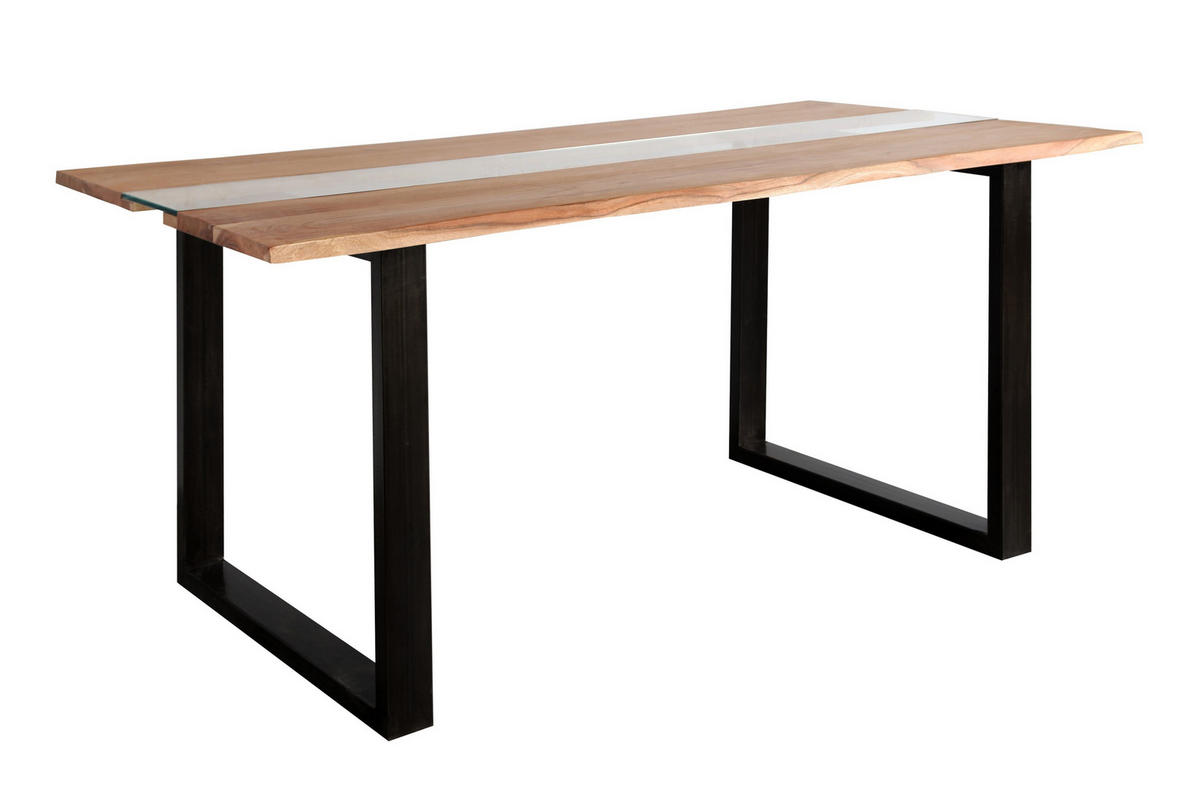 ESSTISCH KLAUS - Beige/Schwarz, Holz/Metall (90/175/77cm) - SAM