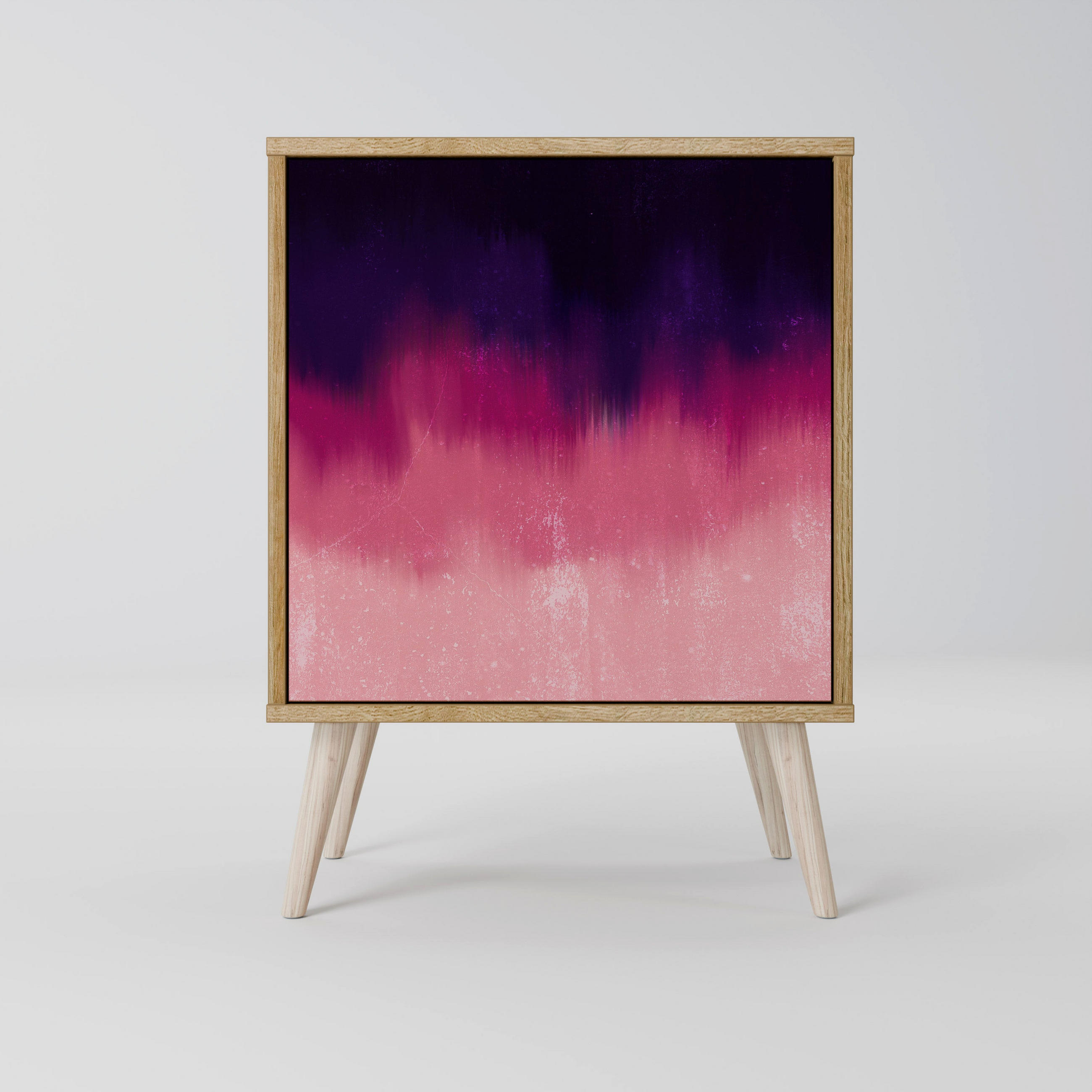 SIDEBOARD AURORA BOREALIS, Eichefarben, 57,5x42x77,5 cm, Schräge Buchenholzfüße - Eichefarben/Buchefarben, Holzwerkstoff/Buchenholz (57.5/77.5/42cm) - SpaceRebels