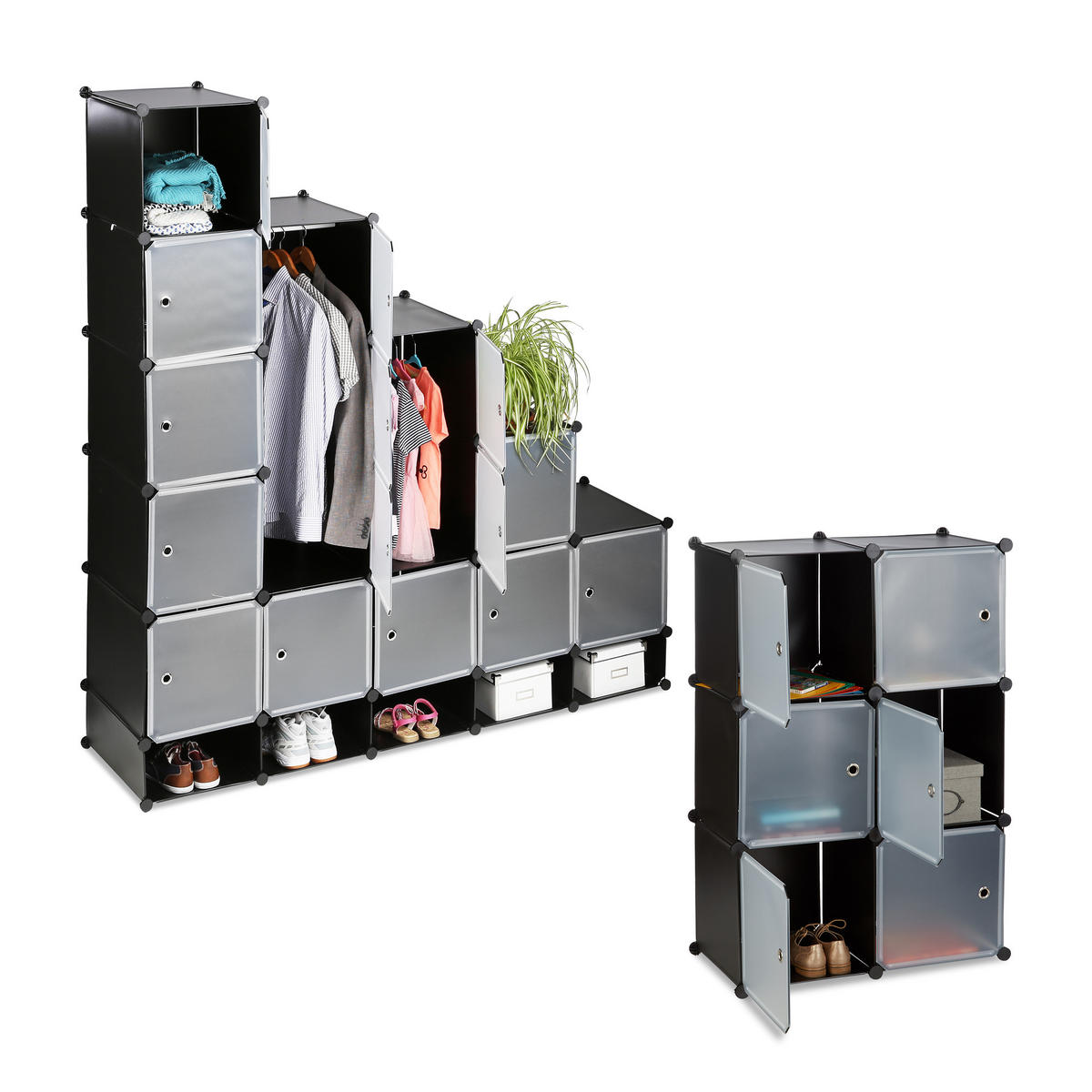 KLEIDERSCHRANK - Transparent, Kunststoff/Metall (180/234/46.5cm) - Relaxdays