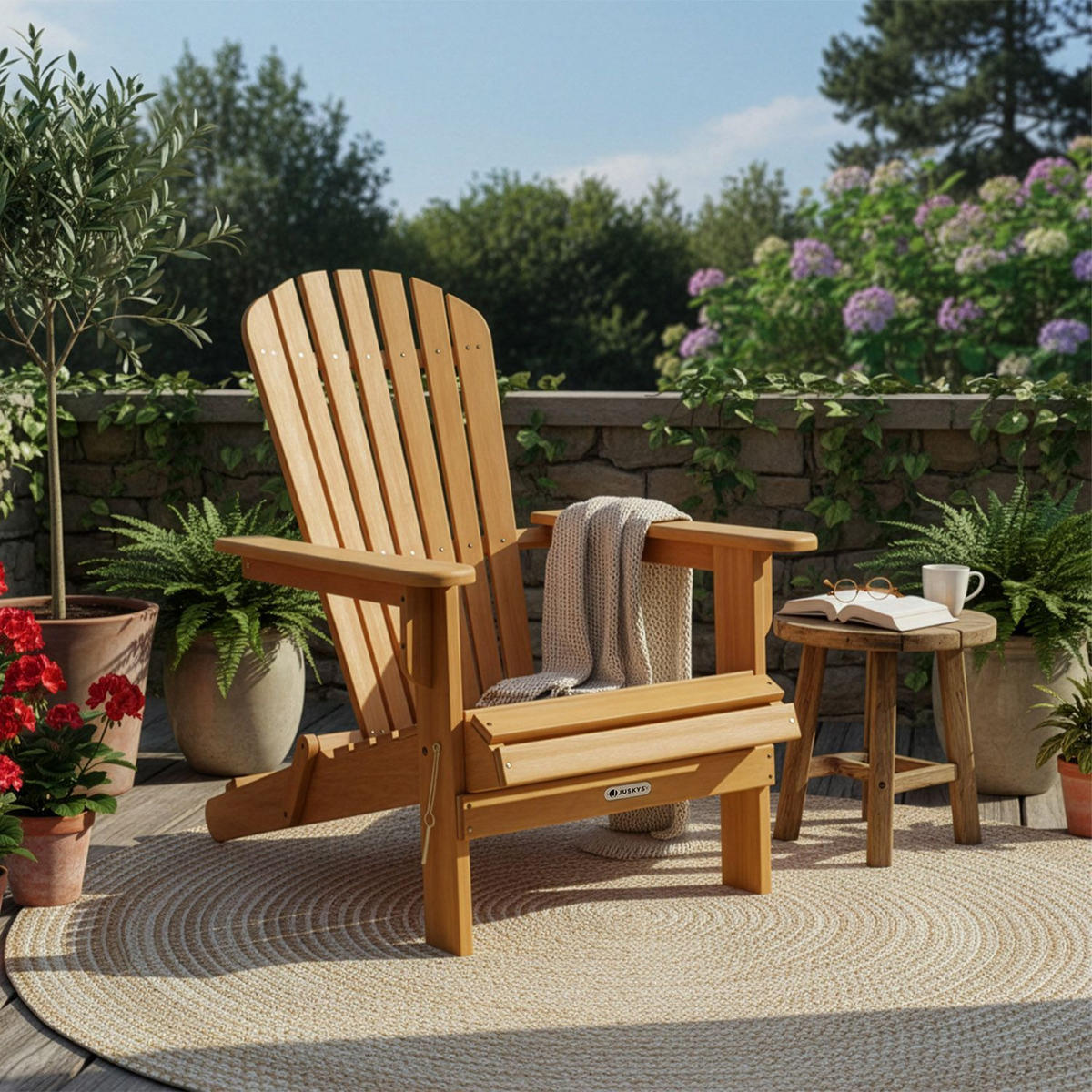LIEGESTUHL Korfu Akazie klappbar - Naturfarben, Holz (69/94/85cm) - Juskys