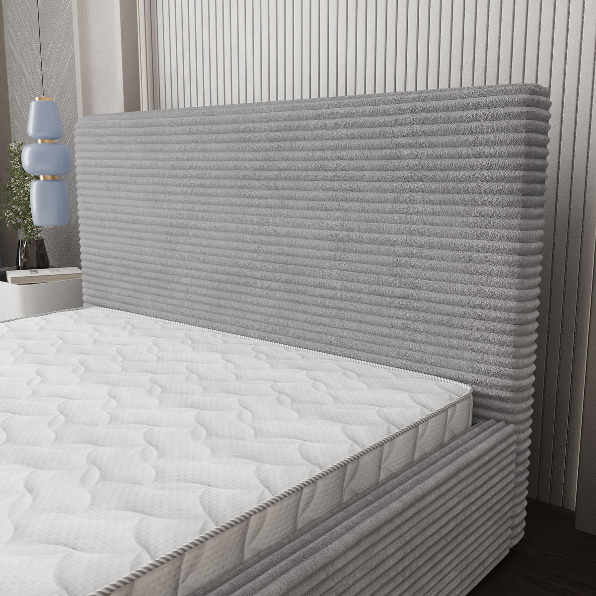 POLSTERBETT MIRETTI 160x200 cm mit Bettkästen - Hellgrau - Hellgrau, Holz (160/200cm) - MASSENO