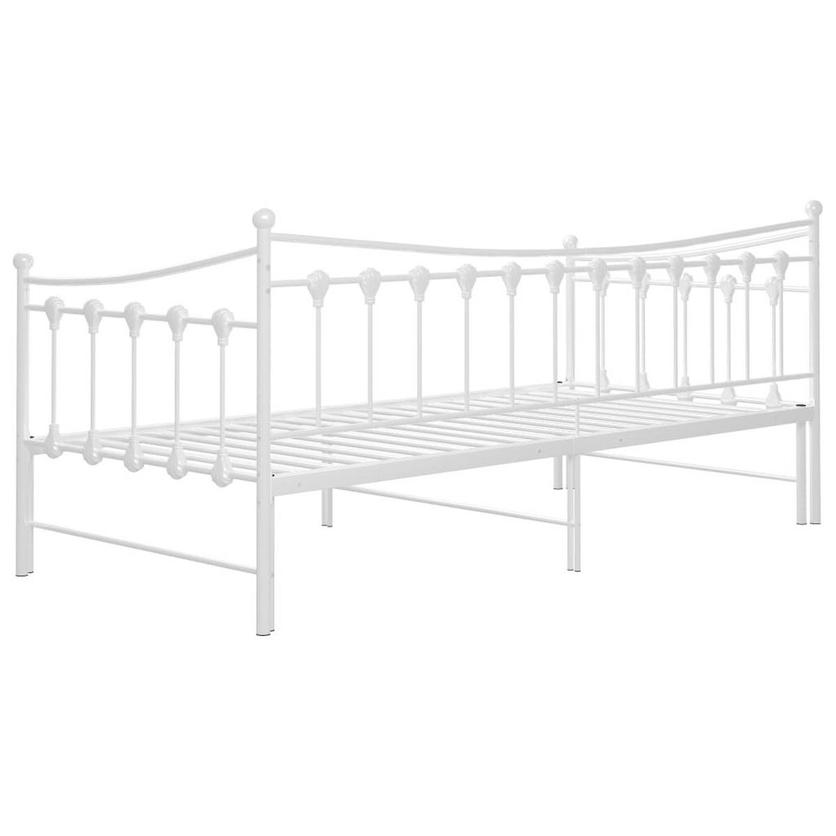 AUSZIEHSOFA Bettgestell Weiss Metall 90/200 Cm - Weiß, Leder (90/200cm) - vidaXL