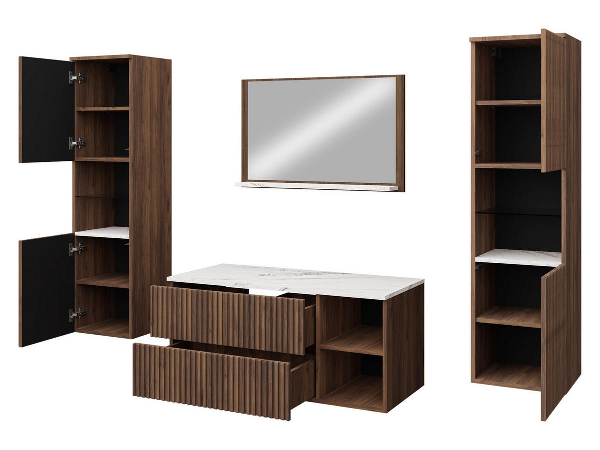 BADMÖBEL-SET Kertos Rillen III - Schwarz, Holzwerkstoff (100/57/45cm) - MIRJAN24