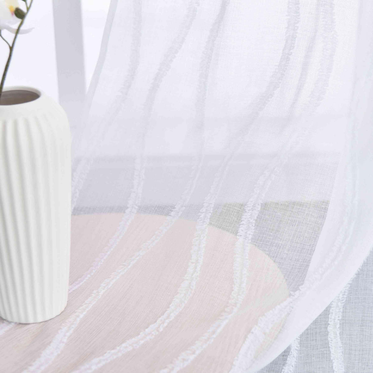 VORHANG VALENCIA HxB 245x140 cm Natur Waves - Weiß, Textil (145/245cm) - Gardinenbox