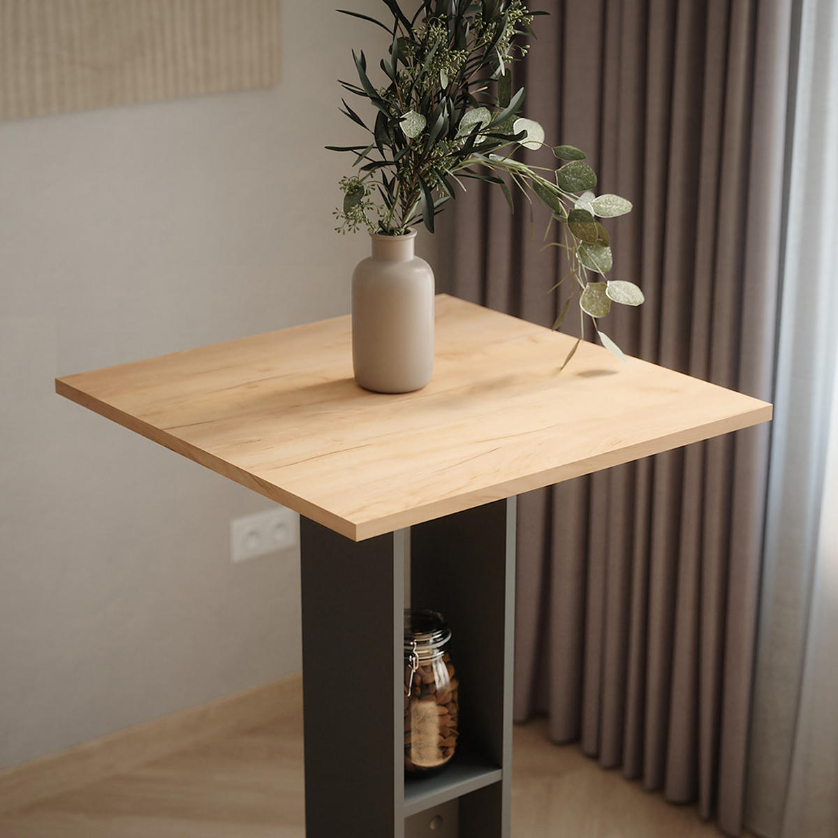 BAROVÝ STŮL Repose Zlatý dub power/antracit - medově dubová/antracitová, kompozitní dřevo (65/65/106cm) - Vicco