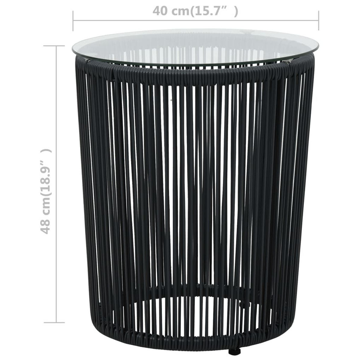 BISTRO-SET Mit Kissen 3-teilig Pe-Rattan Schwarz - Schwarz, Kunststoff - vidaXL