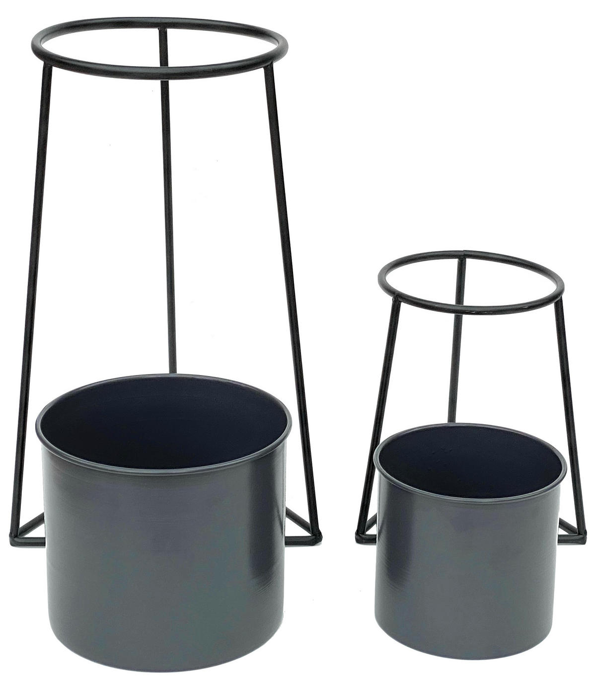BLUMENSTÄNDER 2er Set Metall Schwarz/Dunkelgrau 25-45 cm - Schwarz, Metall (21/45/21cm) - DanDiBo