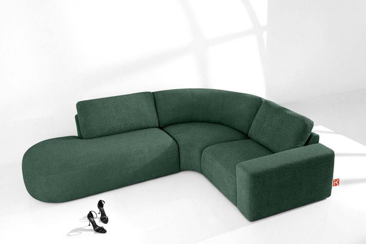 ECKSOFA LINKS ZUCCO, Grün - Grün, Holz/Holzwerkstoff (224/293cm) - KONSIMO®