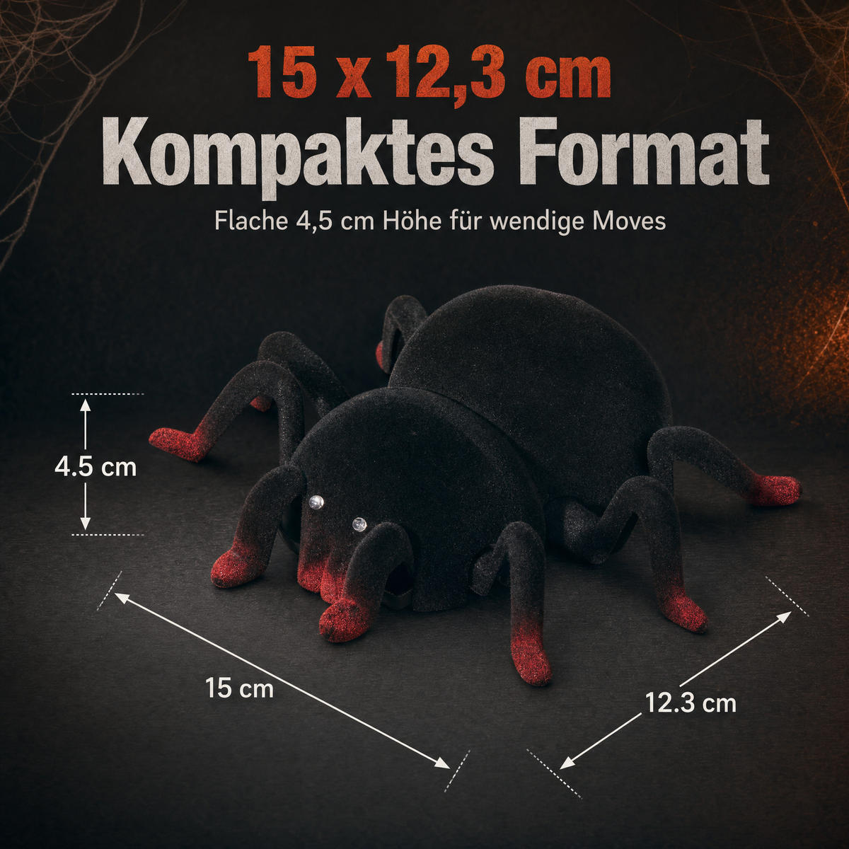 HALLOWEEN-SPINNE Ferngesteuert - mit 360° Rotation, leuchtenden Augen und beweglichen Beinen für gruselige Deko, Akku betrieben - Weiß, Kunststoff (15/12.3/4.5cm) - Northpoint