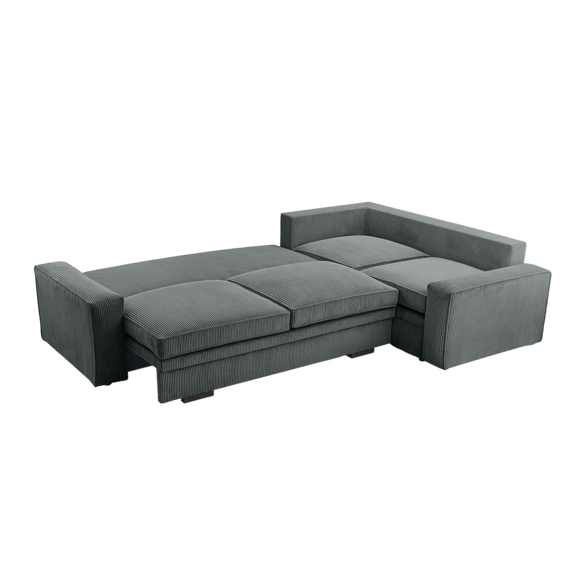 ROHOVÁ SOFAS FJORDI s funkcí spaní, Tmavě šedá - tmavě šedá, textil (296/196cm) - Fedve