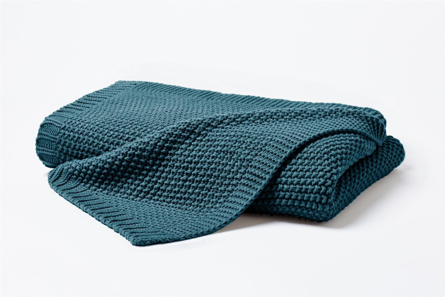 STRICKDECKE 130x170 cm, Kuscheldecke aus 100% Polyacryl, Flauschige Wohnzimmer Wohndecke für Sofa, Bett, Couch uvm. - Petrol - Petrol, Textil (130/170cm) - Carpe Sonno