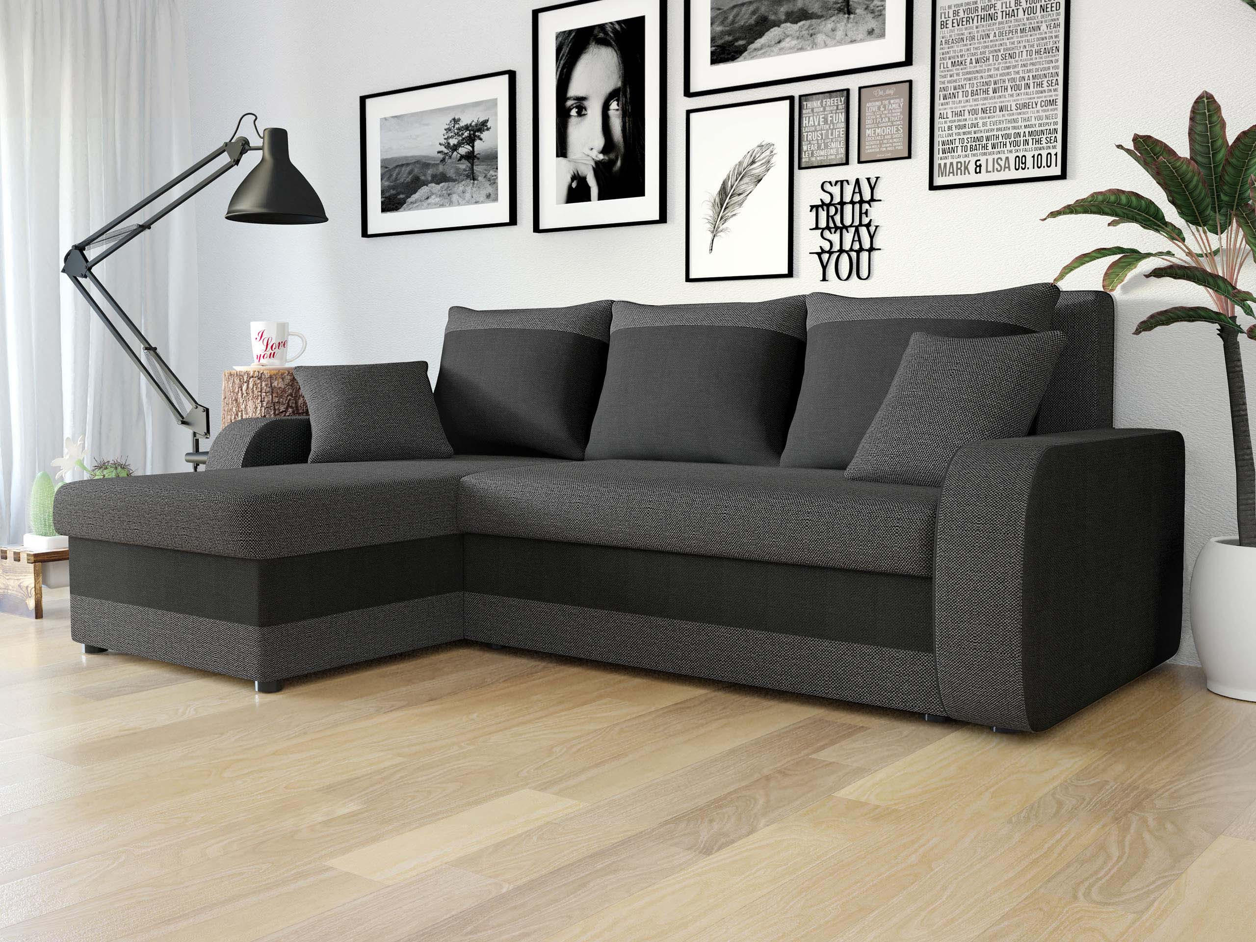 ECKSOFA Kris Lux - Anthrazit/Schwarz, Holz/Kunststoff (238/147cm) - MIRJAN24