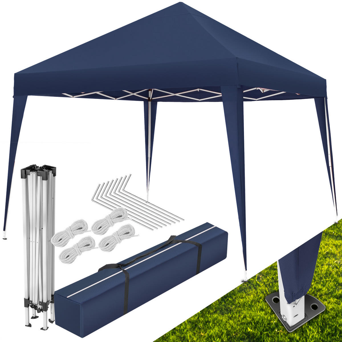 PAVILLON Linosa,inklusive Spannseile, Heringe und Tragetasche,blau - Blau, Kunststoff (300/255/300cm) - tectake