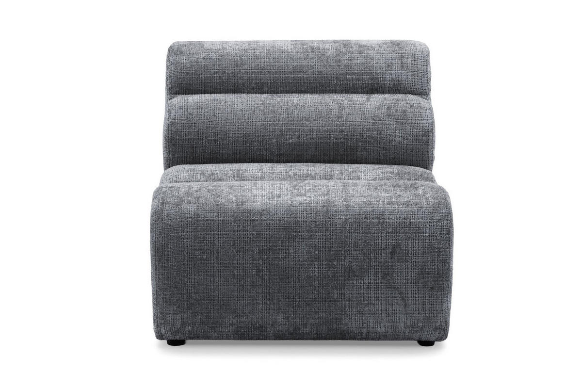 5-SITZER modulares Ecksofa VEER SET 2 Links, 379 x 175 cm, Chenille Webstoff Dunkelgrau - Dunkelgrau/Schwarz, Holz/Kunststoff (379/175cm) - Muffo