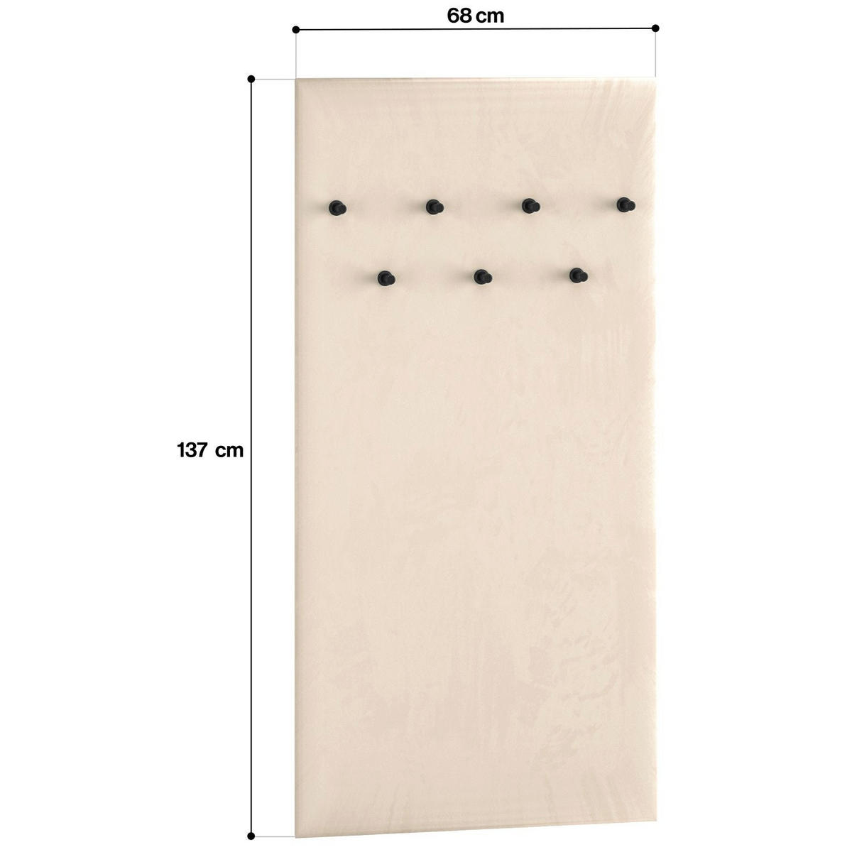 WANDGARDEROBE Caletto Beige gepolstert 68 cm - Beige/Schwarz, Holzwerkstoff (68/137/3cm) - Selsey