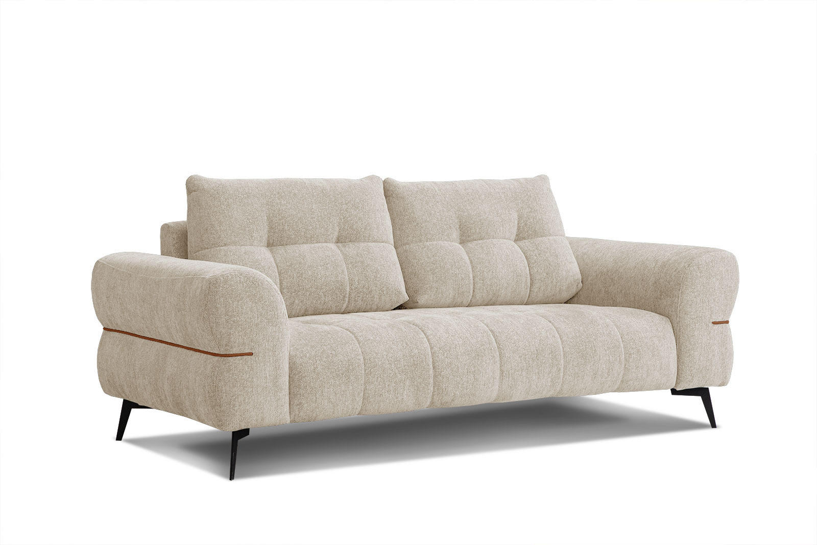 SOFA SALVINI 3-Sitzer, ecru - Ecru/Schwarz, Holzwerkstoff/Textil (176/88/99cm) - Courtois Laville