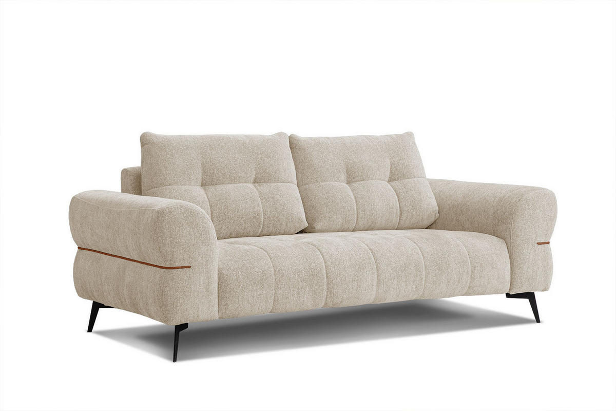 SOFA SALVINI 3-Sitzer, ecru - Ecru/Schwarz, Holzwerkstoff/Textil (176/88/99cm) - Courtois Laville