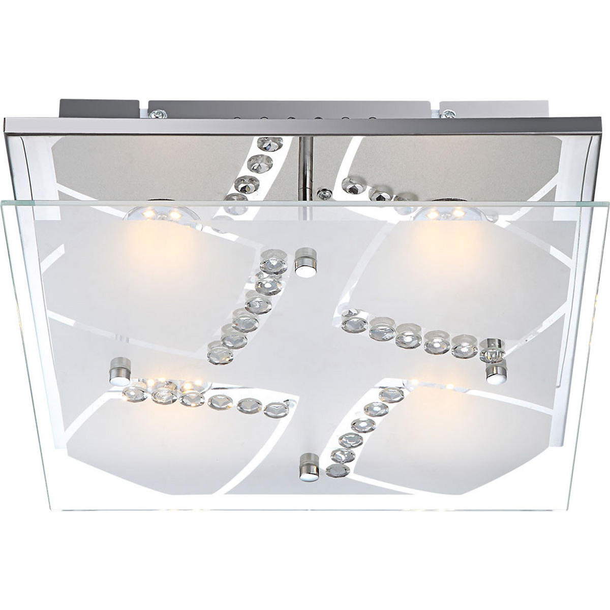 LED DECKENLEUCHTE Kristalloptik Silber Chrom - Silberfarben, Glas (30/30/8.4cm) - Globo Lighting