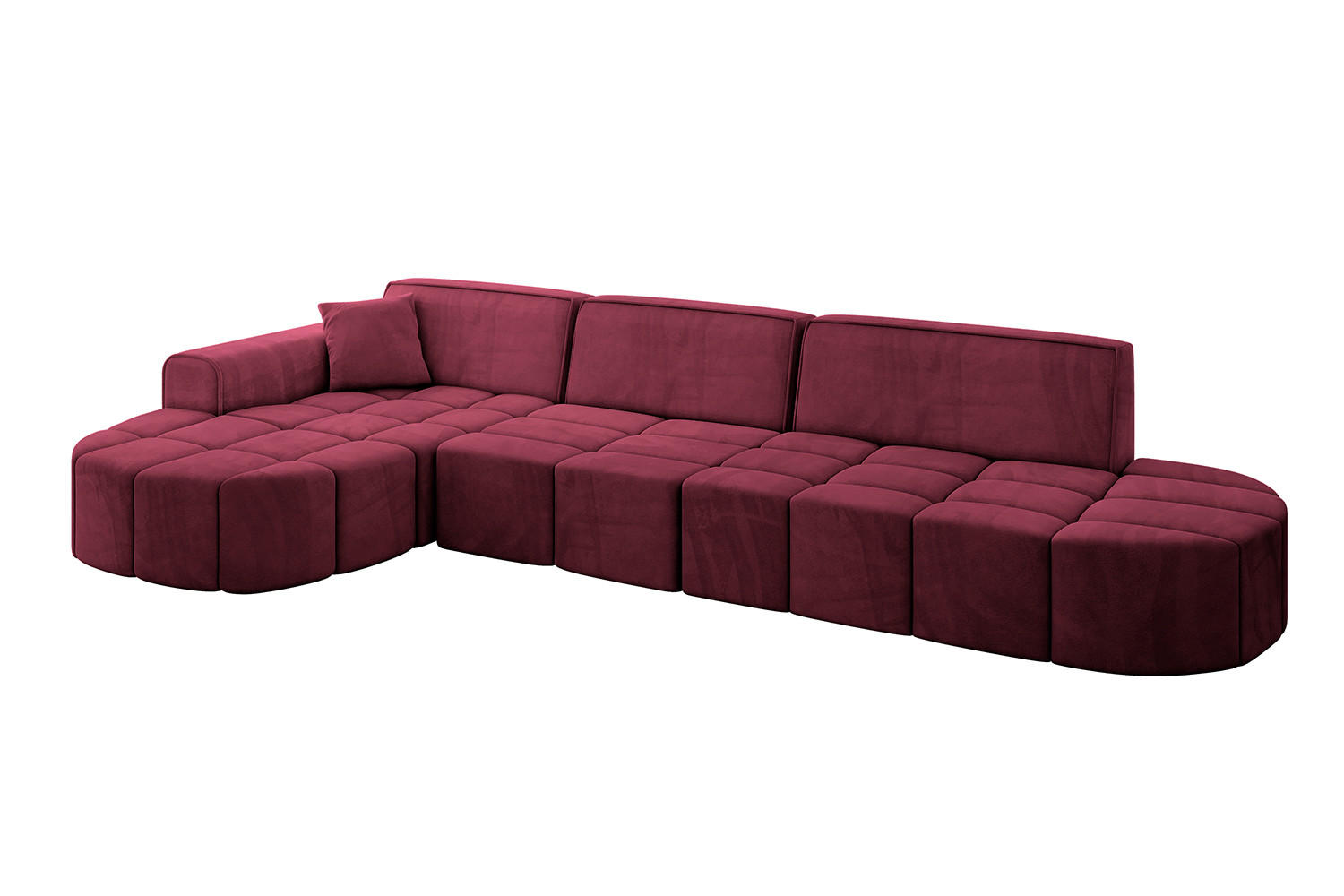 ECKSOFA Ottomane Links LIVO-L2 - 337x173x79,5 cm Bordeauxrot - Bordeaux, Holzwerkstoff/Textil (337/173cm) - ALTDECOR