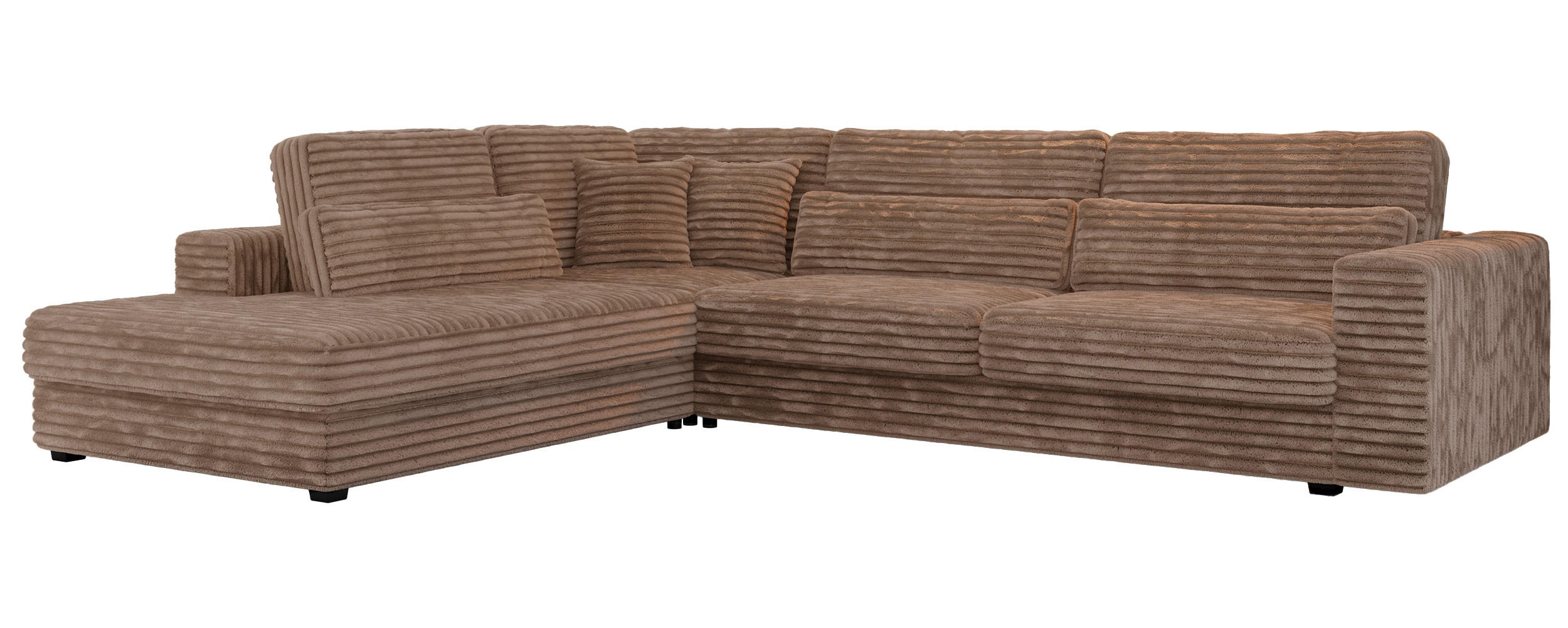 ECKSOFA Savona Braun breiter Cord - links - Schwarz/Braun, Kunststoff/Textil (316/249cm) - MKS