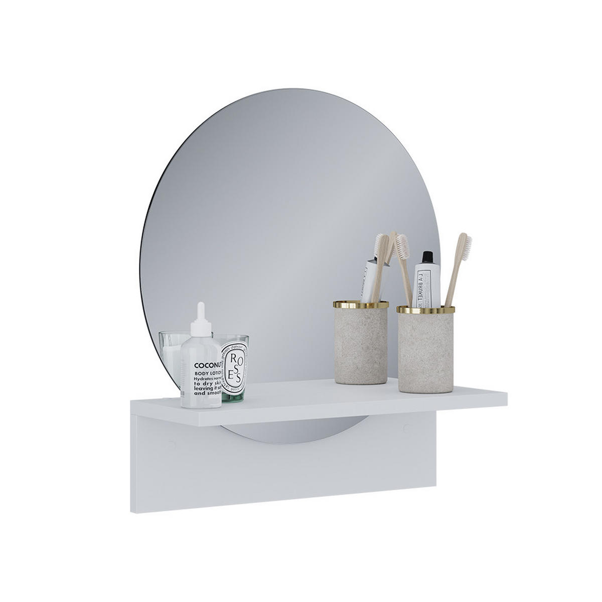 BADEZIMMERSPIEGEL Elyra Weiß 40 x 47.5 cm mit Ablage - Weiß, Holzwerkstoff (40/47.5/15cm) - Vicco