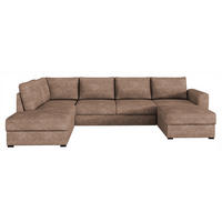WOHNLANDSCHAFT Wilma, Seite: Links - Hellbraun/Schwarz, Holz/Textil (305/85/188cm) - MIRJAN24
