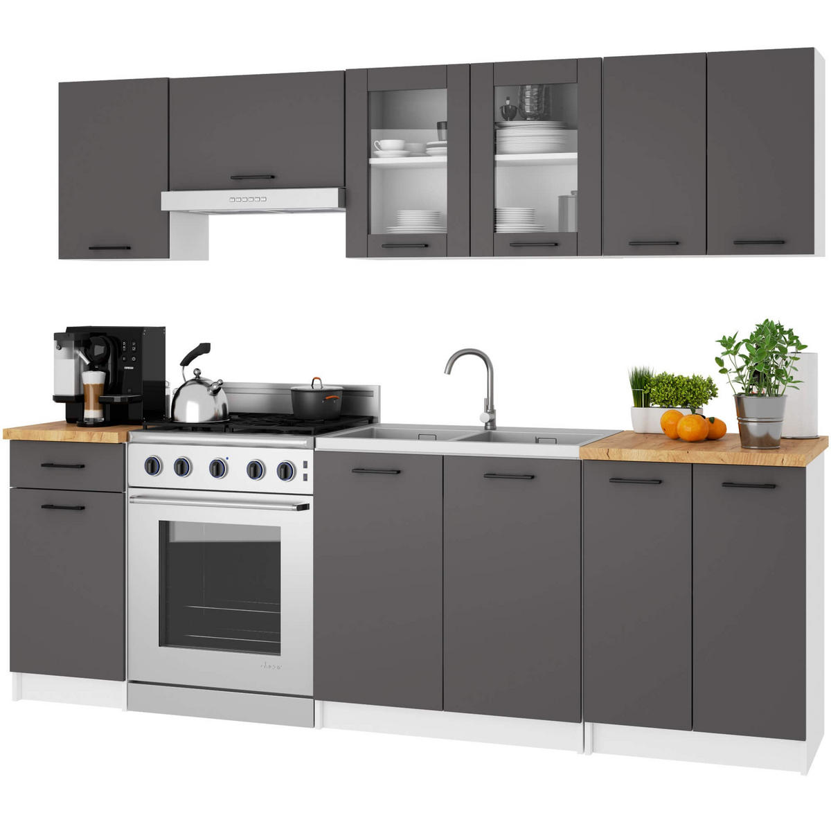 HÄNGESCHRANK Weiß, Graphit Grau 58/80/30,5 - Weiß/Grau, Holzwerkstoff (80/58/30cm) - RAUMHIRSCH FURNITURE