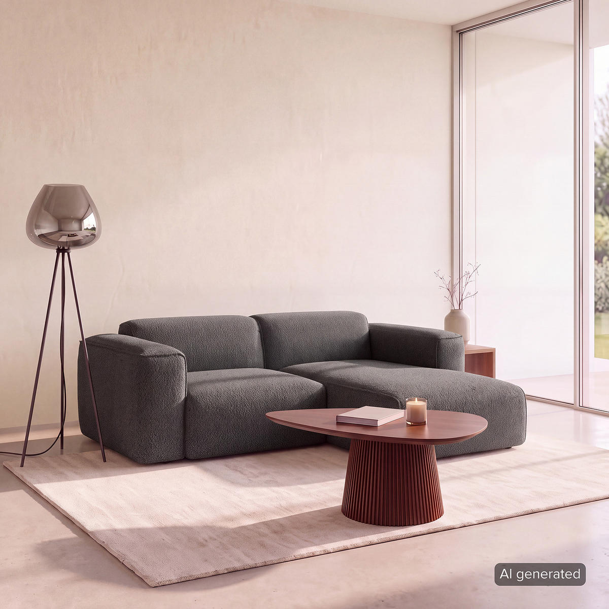 1,5-SITZER ECKSOFA mit Longchair - Anthrazit/Schwarz, Kunststoff/Textil (260/173cm) - home24