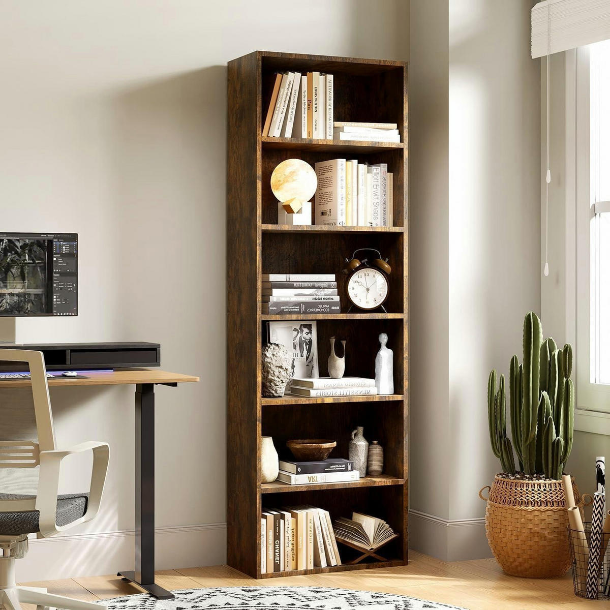BÜCHERREGAL 6 Ebenen 55,5 x 23,5 x 181 cm Braun - Braun, Holzwerkstoff (23.5/181/55.5cm)