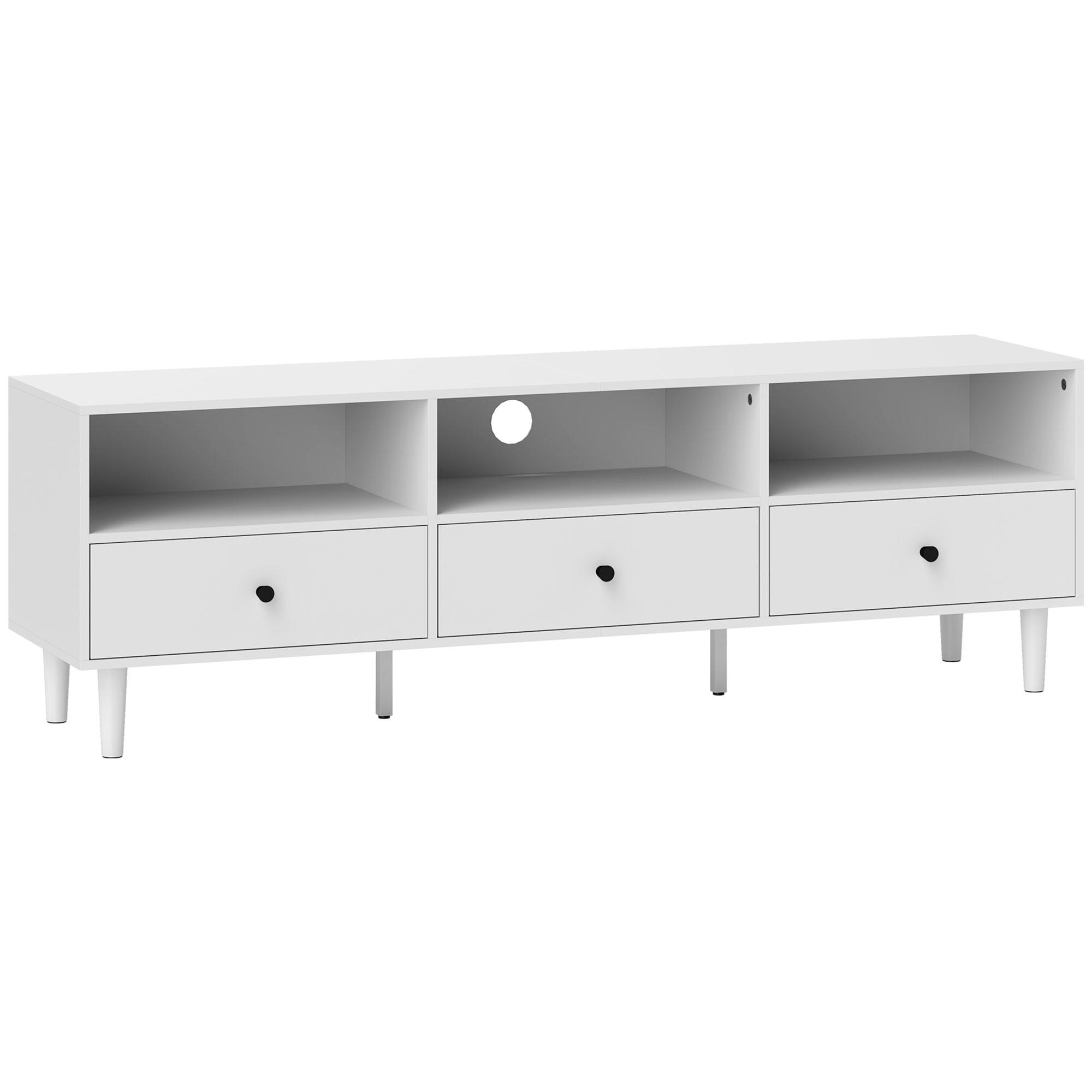 HOMCOM TV skříňka s zásuvkami, bílá 140x34x45cm