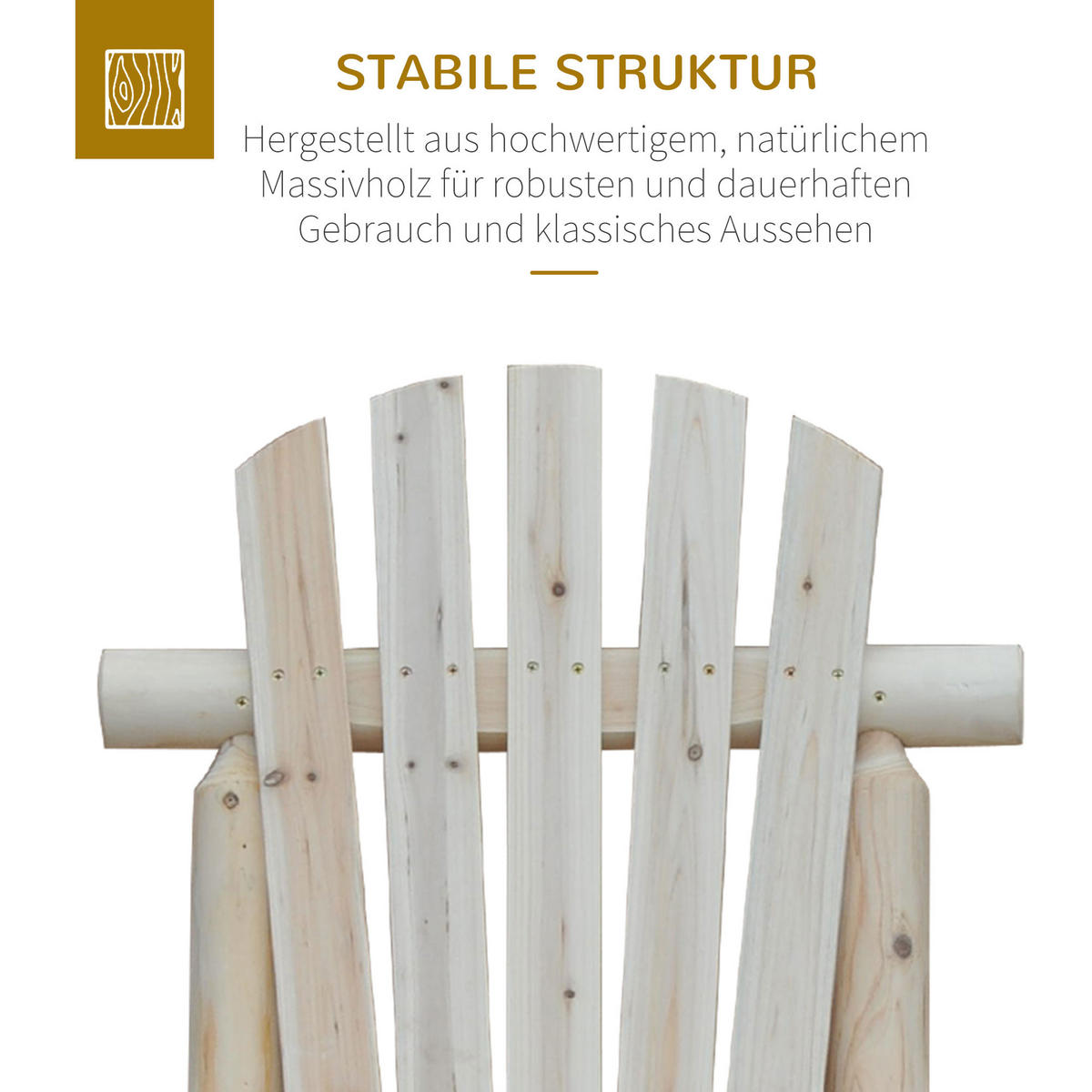 ADIRONDACK Gartenstuhl, Holzstuhl, Hochlehner, mit Armlehne, Tannenholz, Natur - Fichtefarben, Holz (68/101/83cm) - Outsunny