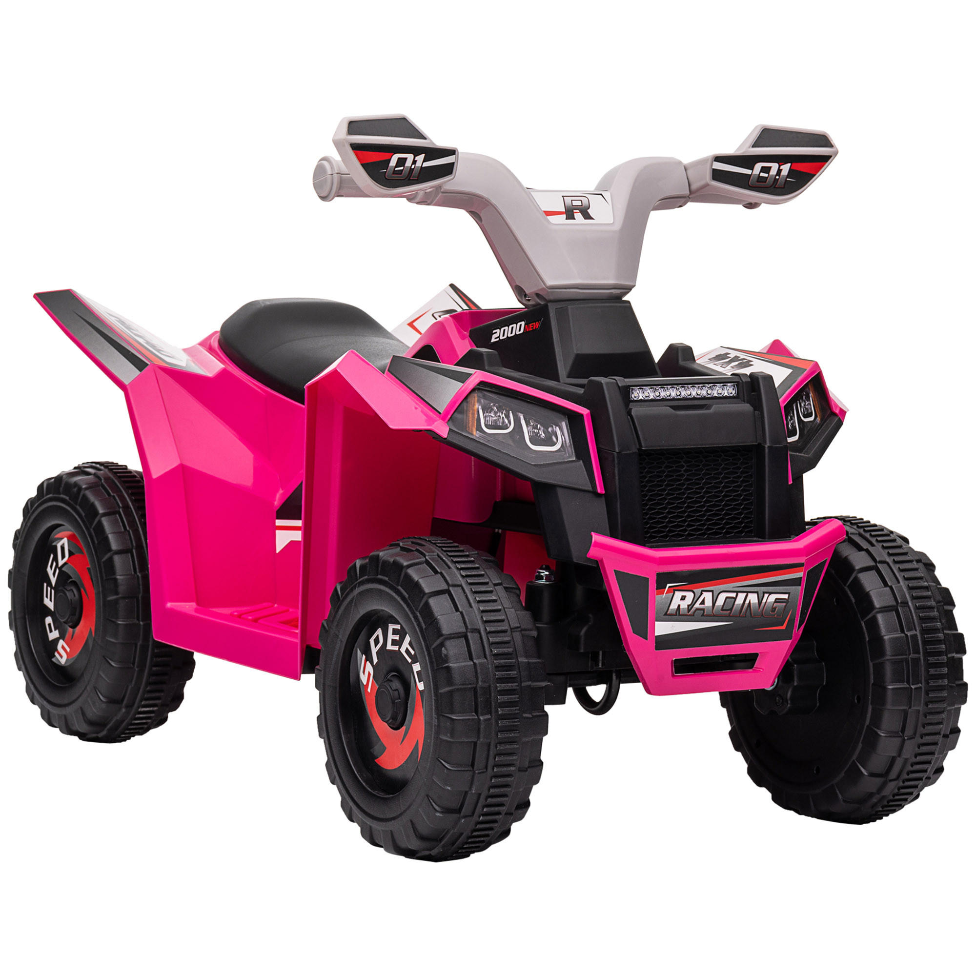 MINI ELEKTRO-QUAD KINDER, Blau/Rosa/Weiß, Kunststoff+ Metall - Rosa, Metall (70/41.5/48.5cm) - HOMCOM