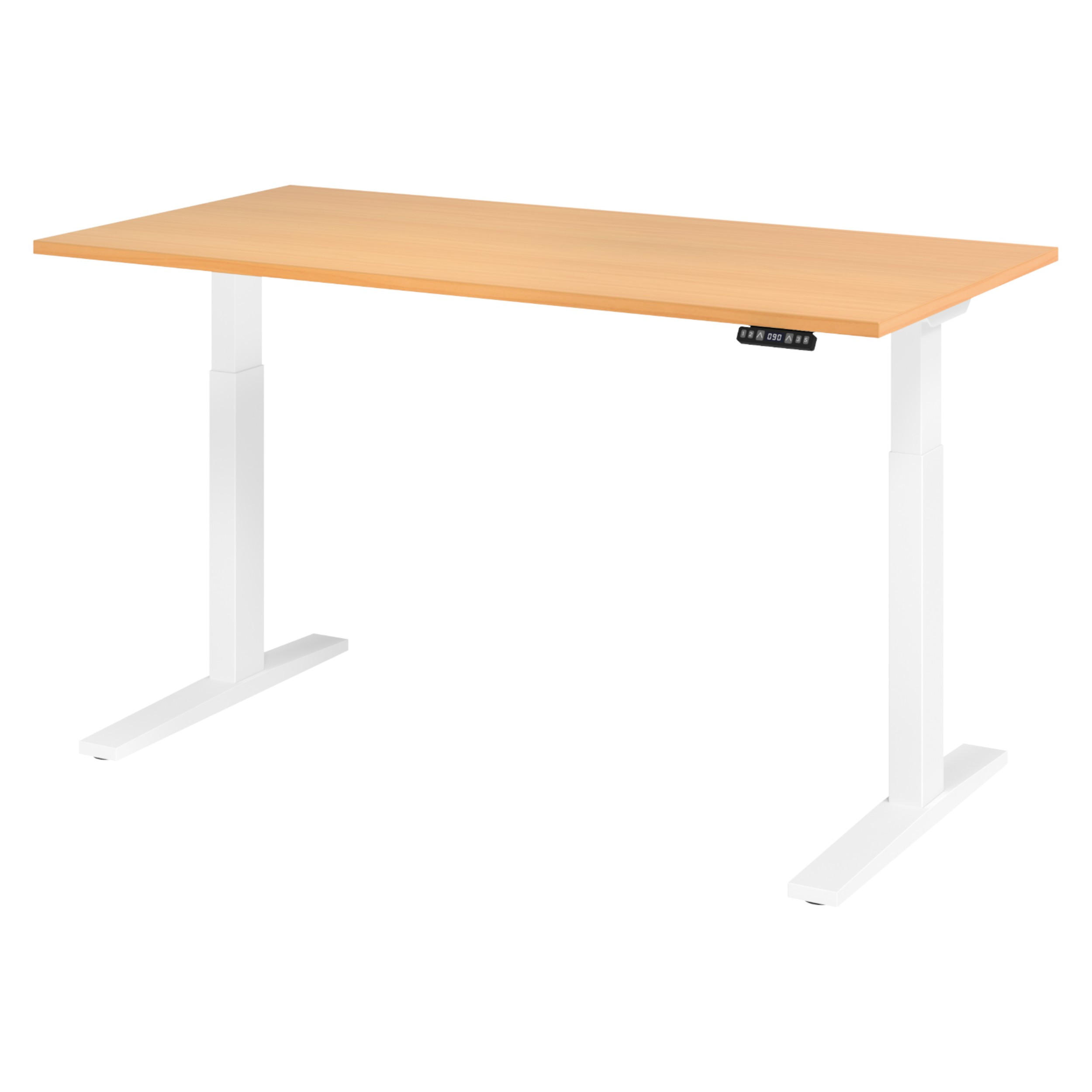 SCHREIBTISCH elektrisch XMKA 80/160/74 cm in Buchefarben/Weiß - Buchefarben/Weiß, Holzwerkstoff (80/160/74cm) - bümö