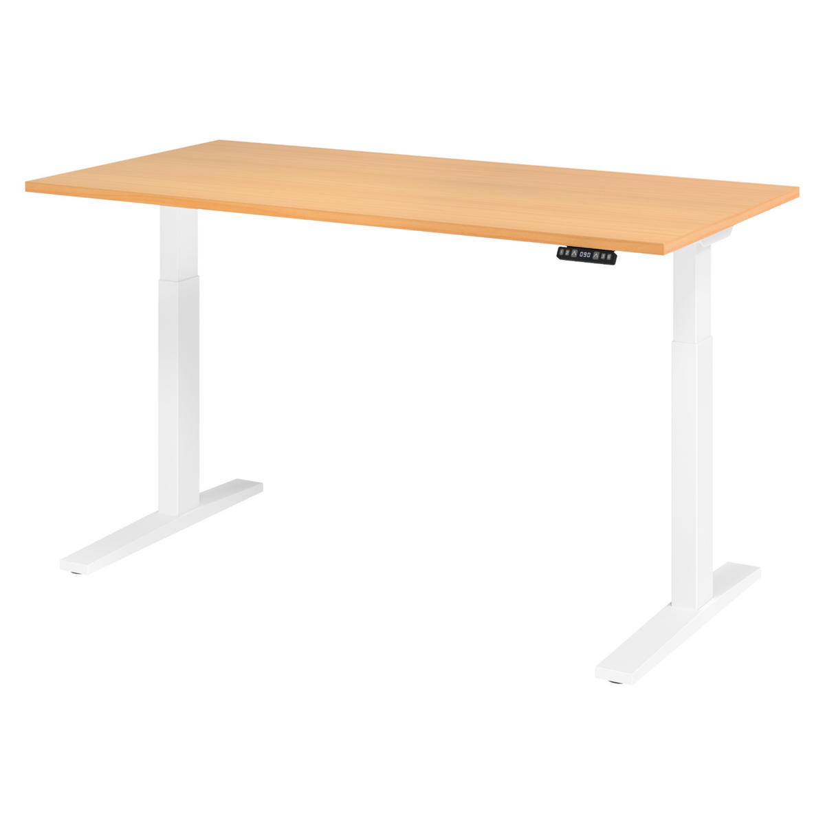 SCHREIBTISCH elektrisch XMKA 80/160/74 cm in Buchefarben/Weiß - Buchefarben/Weiß, Holzwerkstoff (80/160/74cm) - bümö
