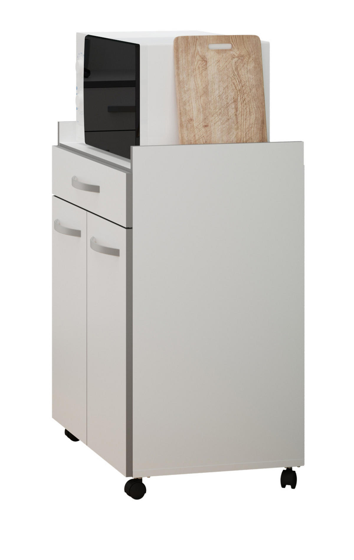 MINIKÜCHE Set 2-tlg. weiß, grau mit Buffet und Mehrzweckschrank - Multicolor, Holzwerkstoff (180/181/44cm) - Parisot Meuble