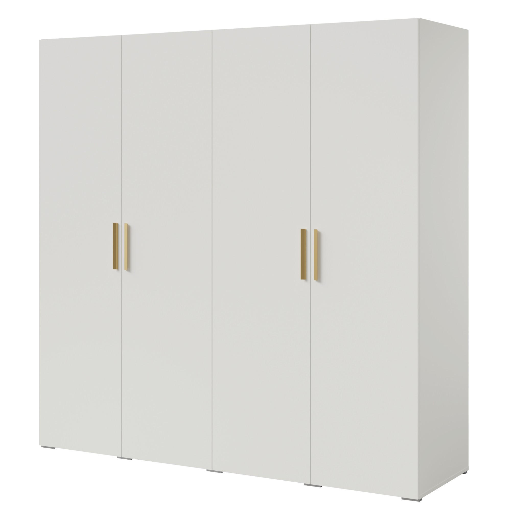 DREHTÜRENSCHRANK Napoli 4D 200 Weiß (schwarzer oder goldener Griff) - Silberfarben/Schwarz, Holzwerkstoff/Kunststoff (200/35/60cm) - mzm24