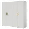 DREHTÜRENSCHRANK Napoli 4D 200 Weiß (schwarzer oder goldener Griff) - Silberfarben/Schwarz, Holzwerkstoff/Kunststoff (200/35/60cm) - mzm24