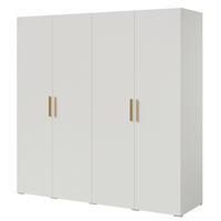 DREHTÜRENSCHRANK Napoli 4D 200 Weiß (schwarzer oder goldener Griff) - Silberfarben/Schwarz, Holzwerkstoff/Kunststoff (200/35/60cm) - mzm24