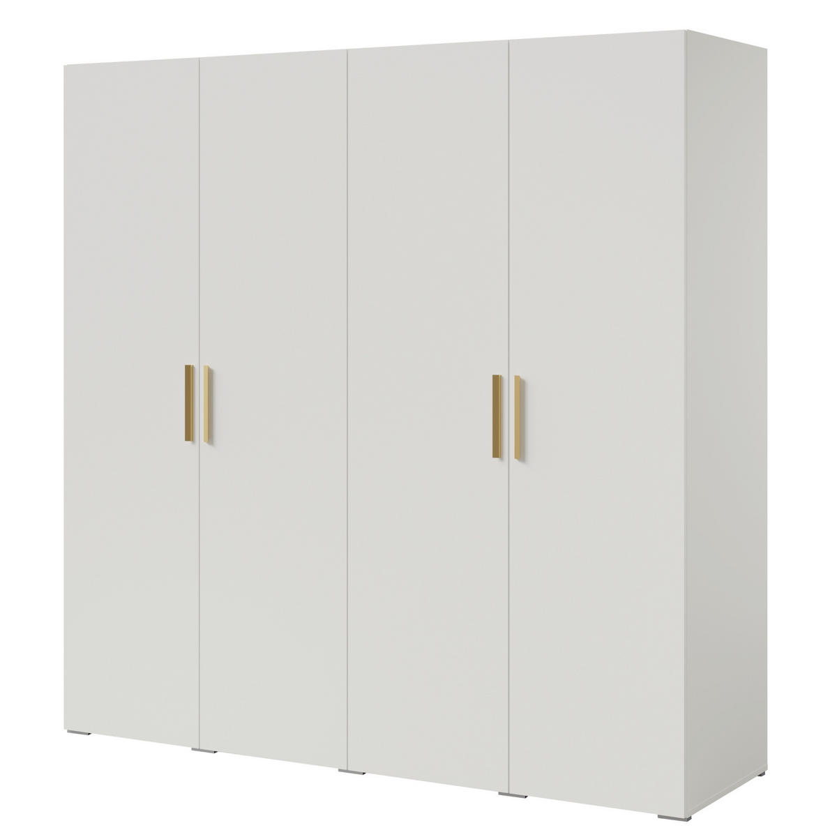 DREHTÜRENSCHRANK Napoli 4D 200 Weiß (schwarzer oder goldener Griff) - Silberfarben/Schwarz, Holzwerkstoff/Kunststoff (200/35/60cm) - mzm24